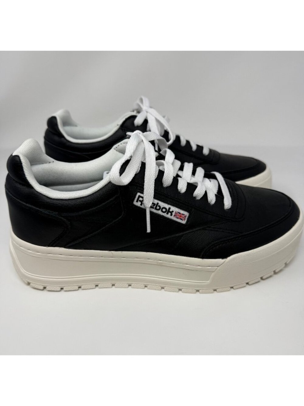 Reebok Classic Double Platform Black Vegan Leather Sneakers 8.5M 10W